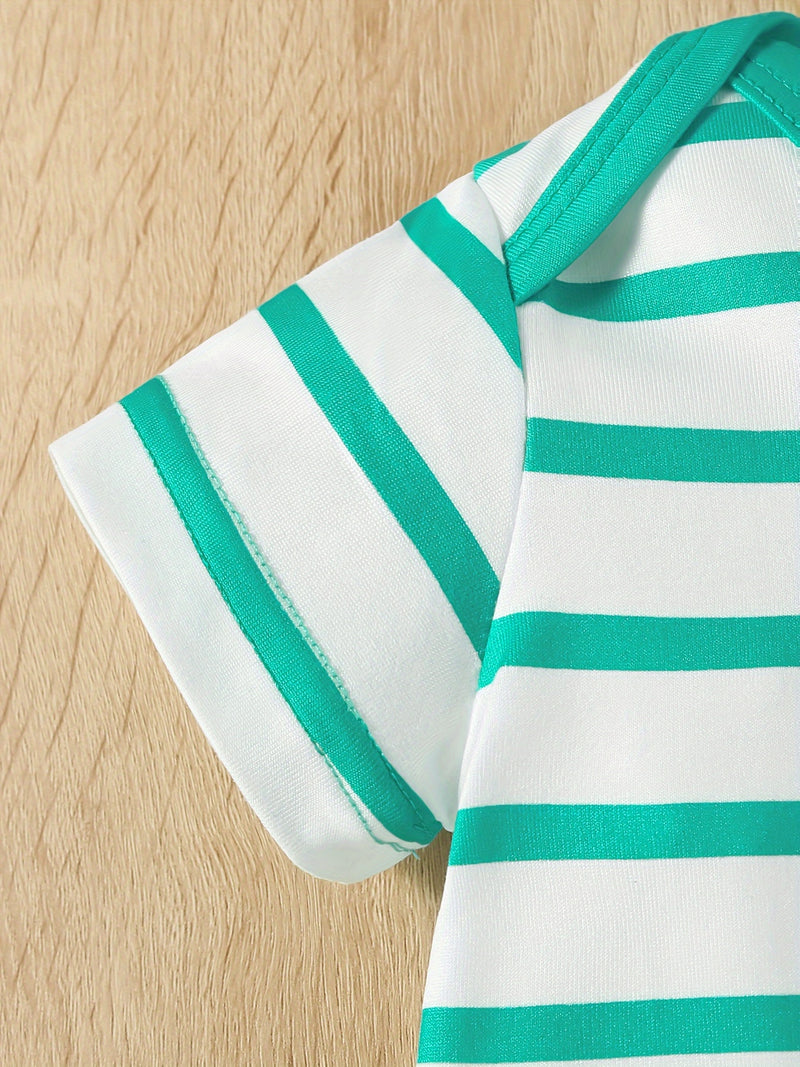 Baby 3pcs Printed Short Sleeve Triangle Bodysuit Cute Crawling Suit.