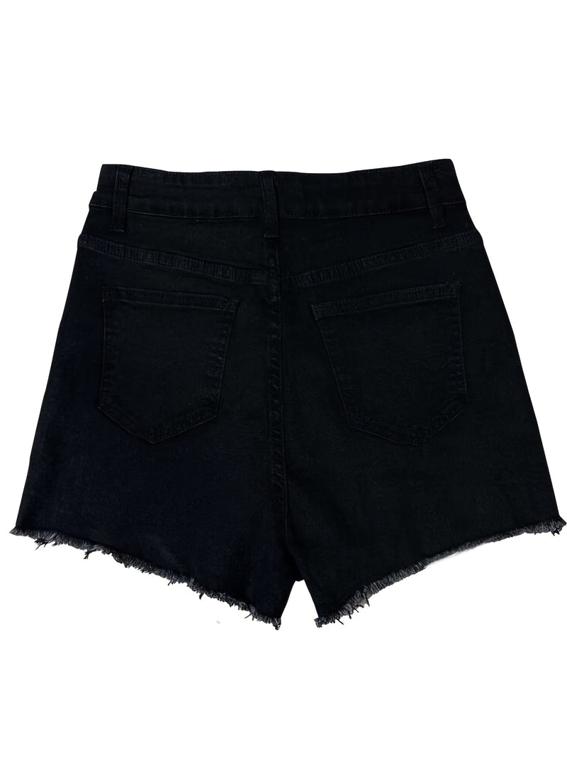Solid Color Fashion Denim Shorts Casual.