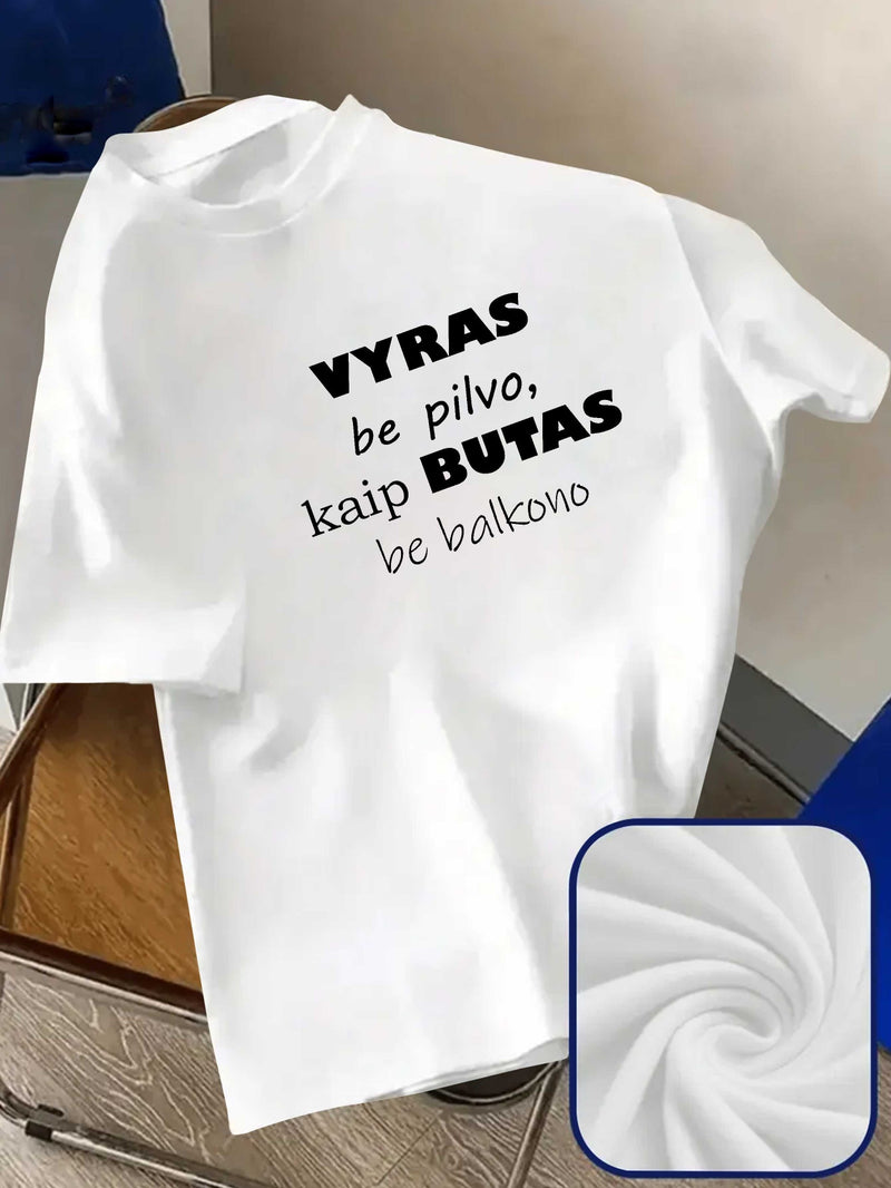 Men's Summer T-Shirt, Man Without Belly Graphic Print Short Sleeve.