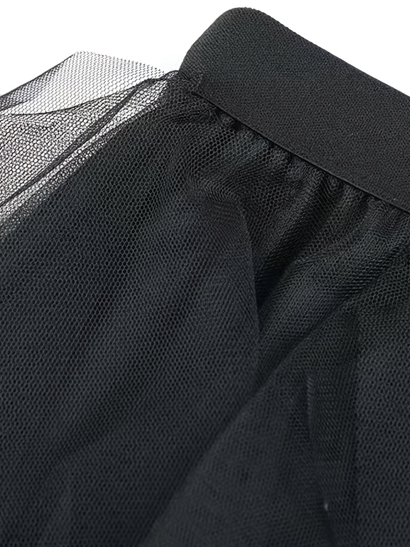 Chic Elegance, Elegant High-Waist A-Line Tulle Skirt for Women.