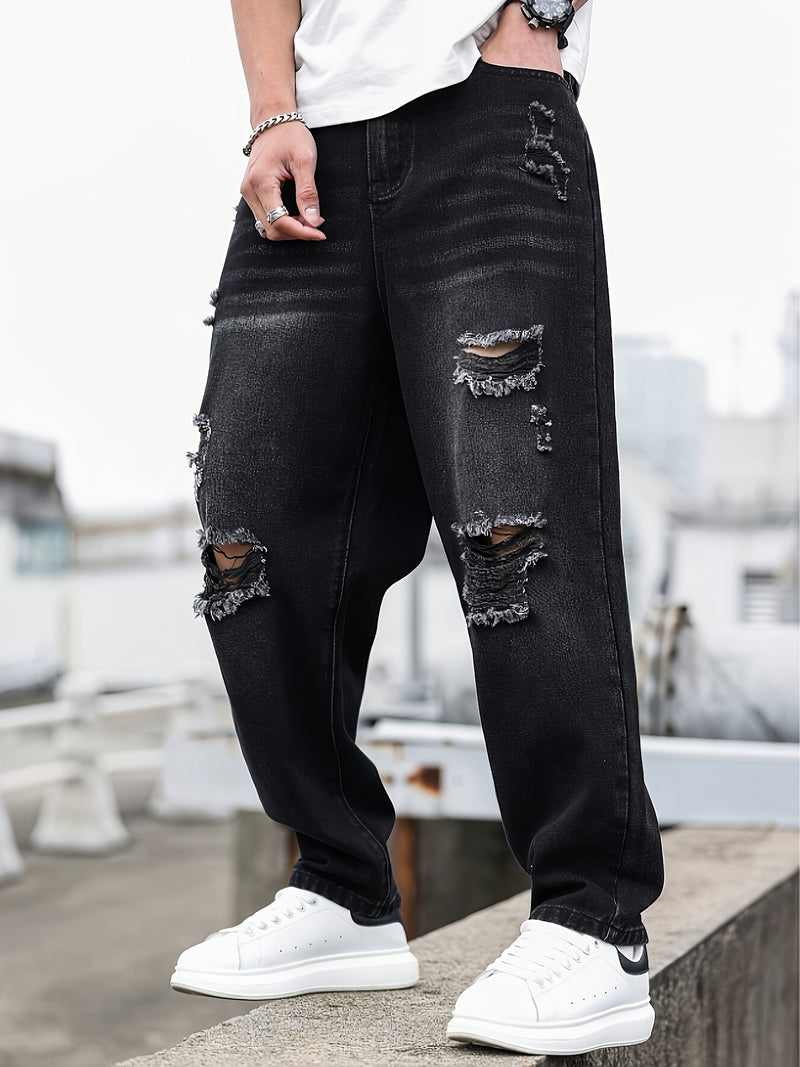 Men's Distressed Denim Pants.