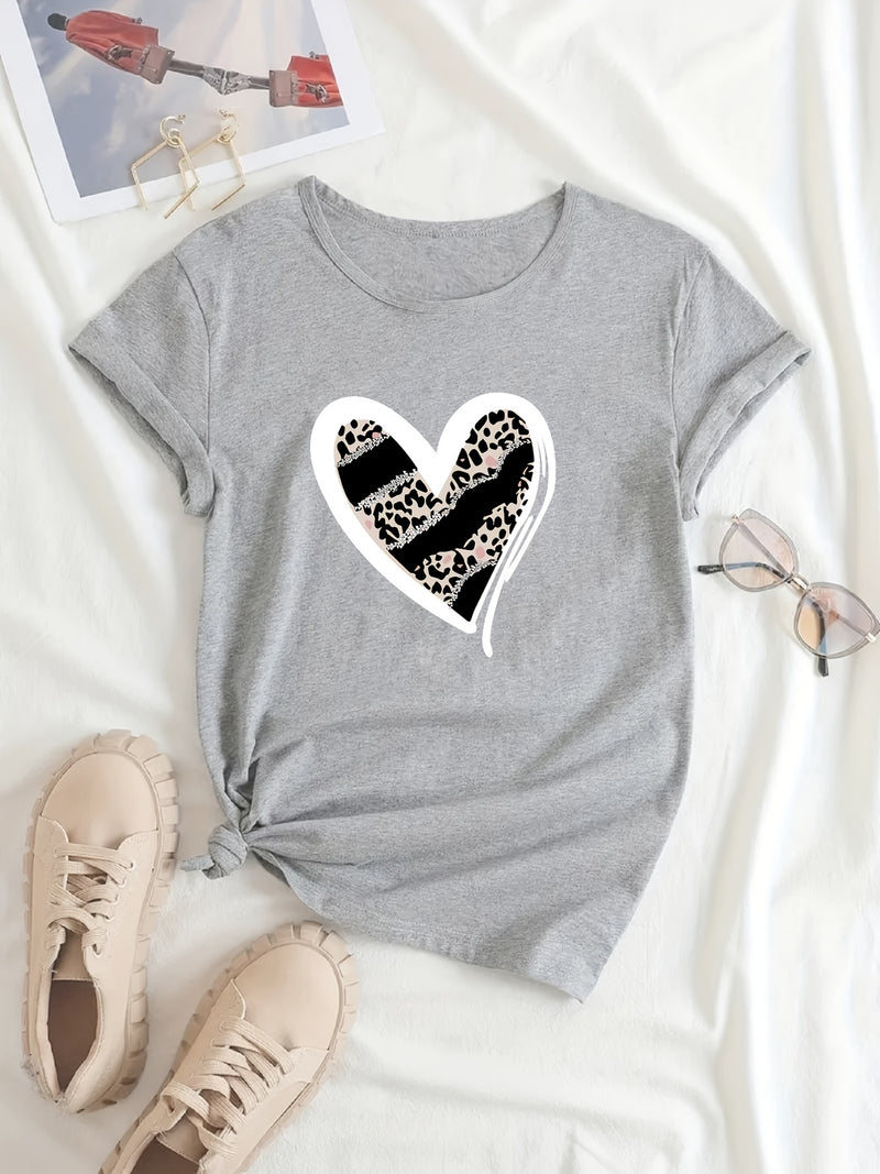 Women’s Casual Sports Loose Heart Graphic T-shirt.