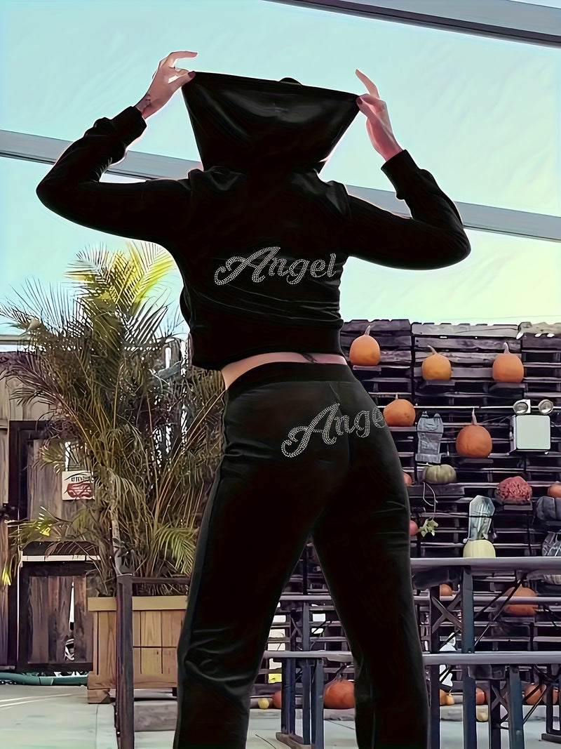 Women's Outdoor Sports Leisure Two-Piece Set Made of Korean Velvet.