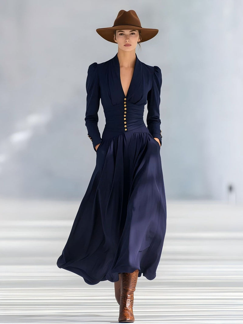Women’s European and American Elegant Cinched Waist Dress.