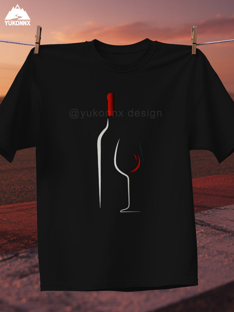 Men’s Red Wine Silhouette Vintage Nostalgic Unique Print Breathable Casual.