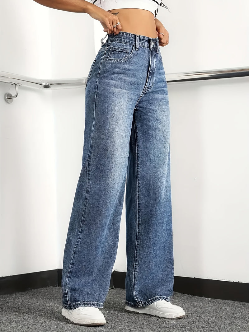 Women's High-Waisted Wide-Leg Jeans.