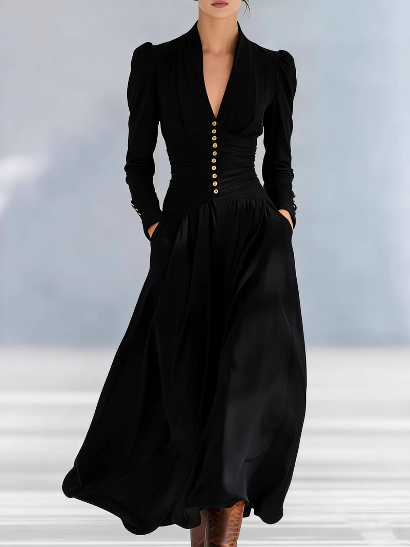 Women’s European and American Elegant Cinched Waist Dress.