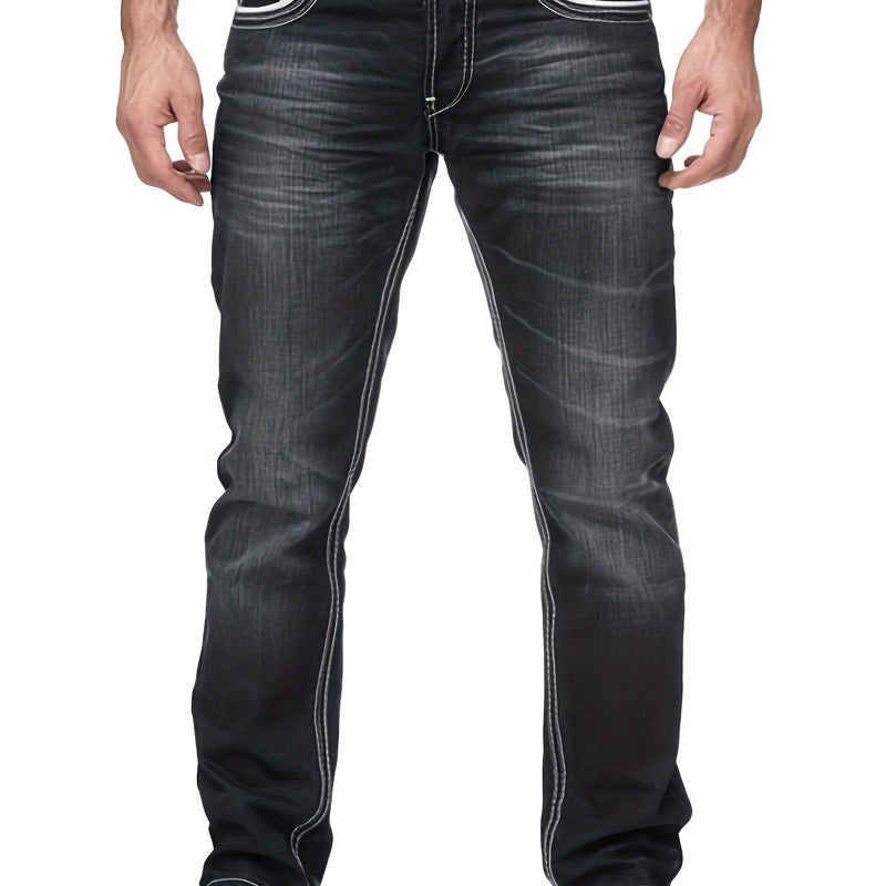 Men's Thick-thread Washed Denim Jeans.