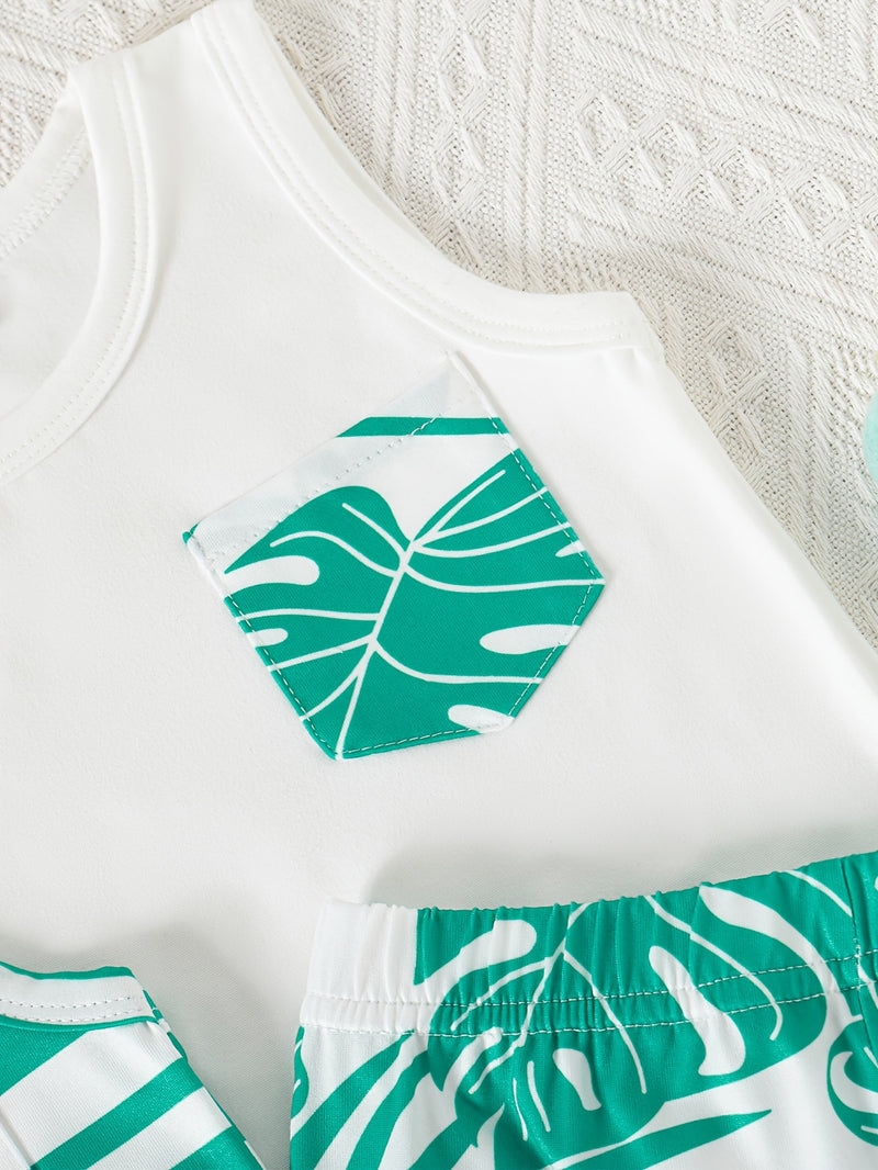 6pcs baby boy summer casual simple handsome vest shorts multi-piece set.