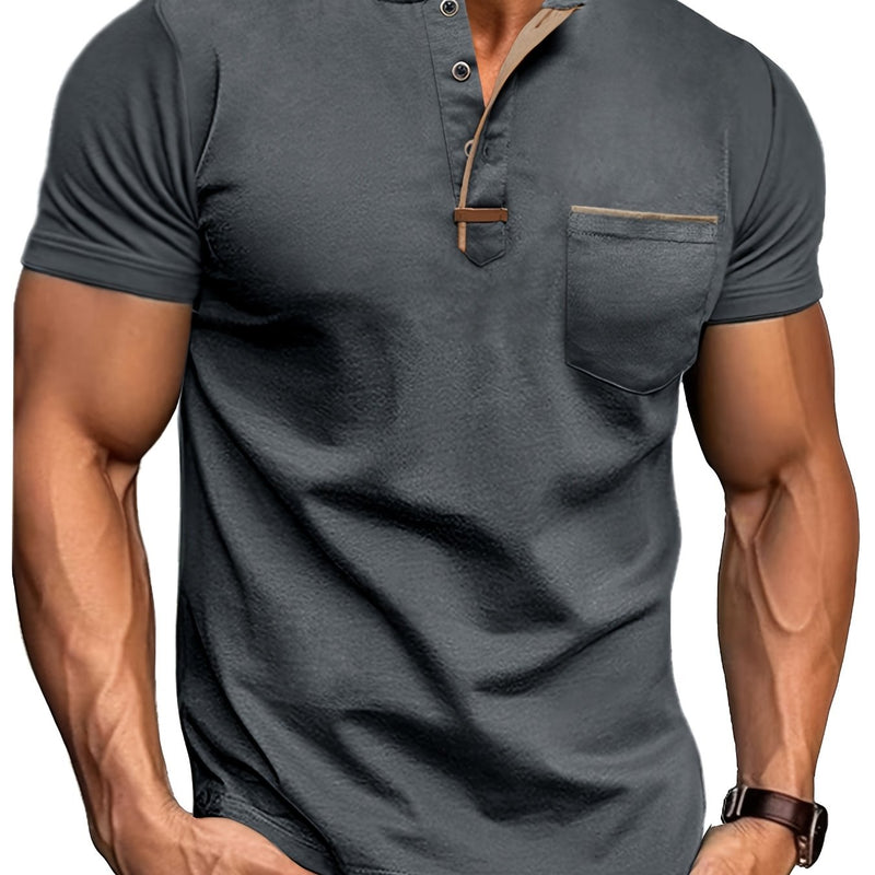 Men's Crewneck Short-sleeve T-shirt, Casual Summer Vacation.