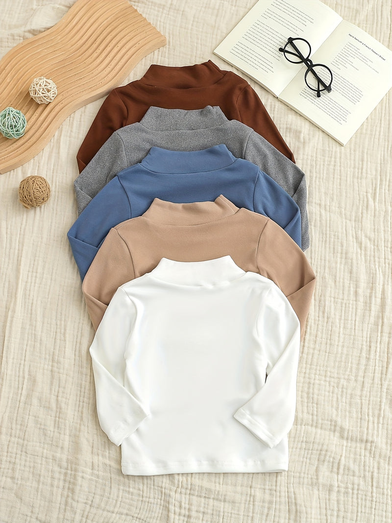 New Spring And Autumn High-Neck Embroidered Base Shirt for Baby Boys.