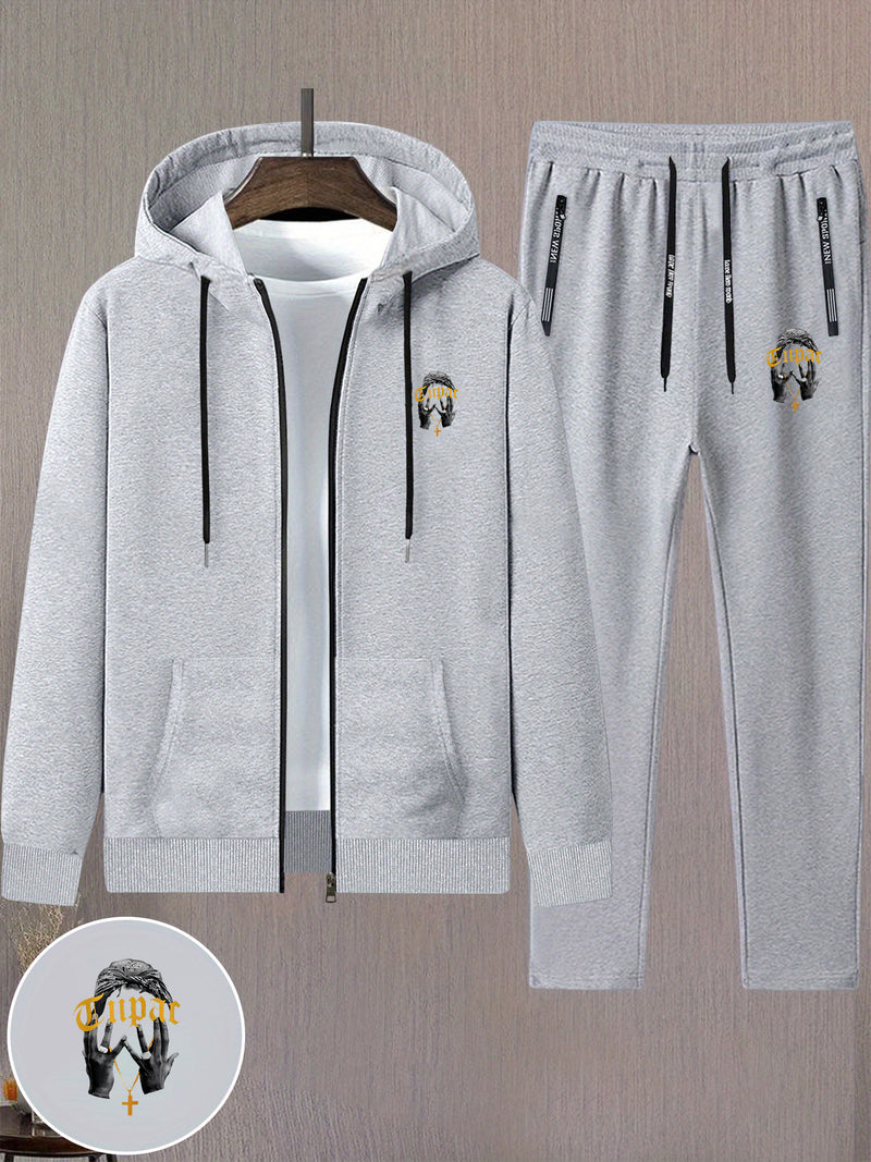 Men's Trendy Autumn And Winter Hooded Jacket Set.