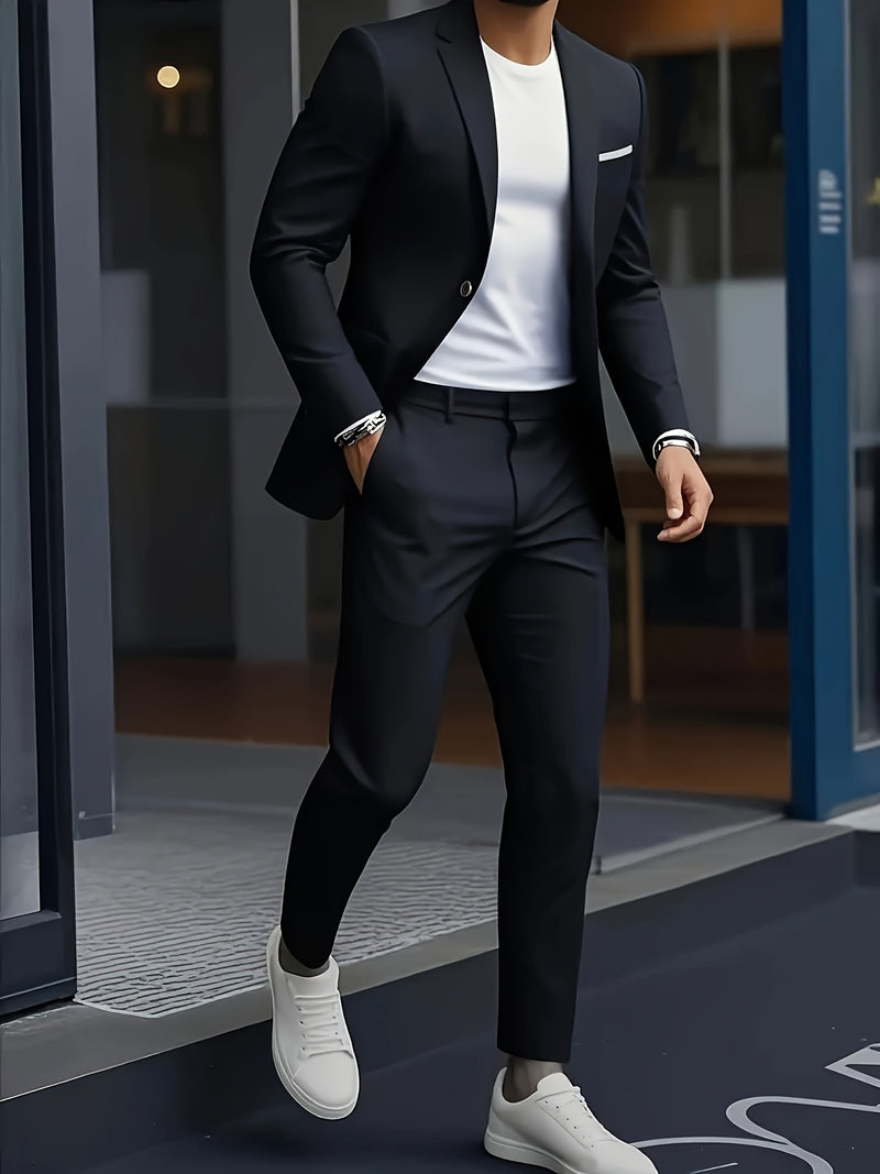 Men's Two-Piece Suit Set, Including Jacket and Trousers.