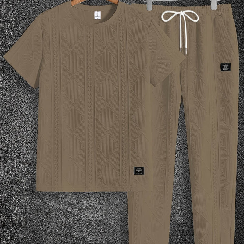 Men's Round Neck Textured Heavyweight Short Sleeve Shirt.