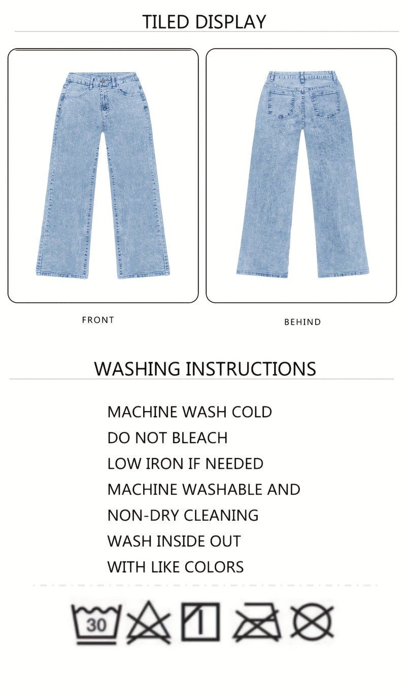 Women's New Stretch Loose Wide Leg Straight Jeans.