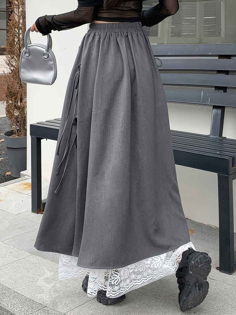 Women's Elegant High-Waisted Long Flared Skirt.