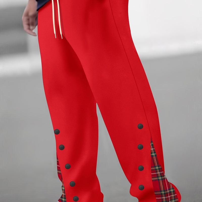Men's Cuffed Button-tab Trousers, Stylish Sport Casual Pants.