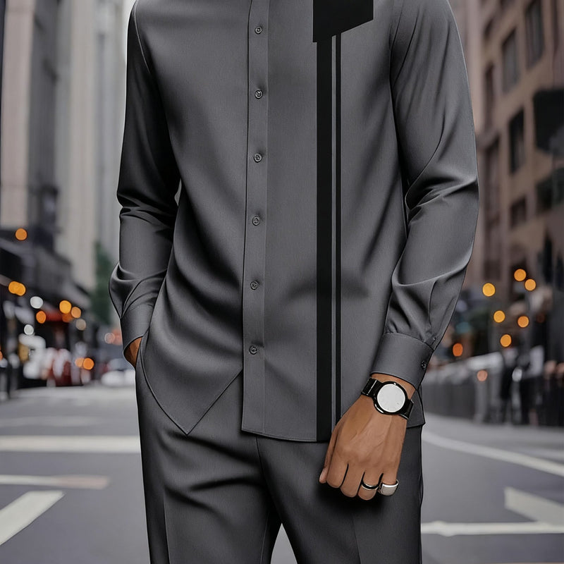 2pcs Pius Men's Suit Set - Tailored Matching Business & Formal Wear.