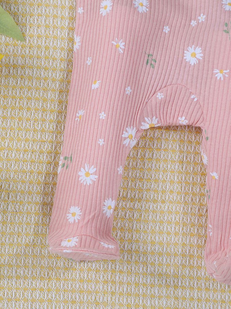 5pcs Baby Girl'S Floral Print Long Socks - Soft Cotton Ribbed Baby Pantyhose.