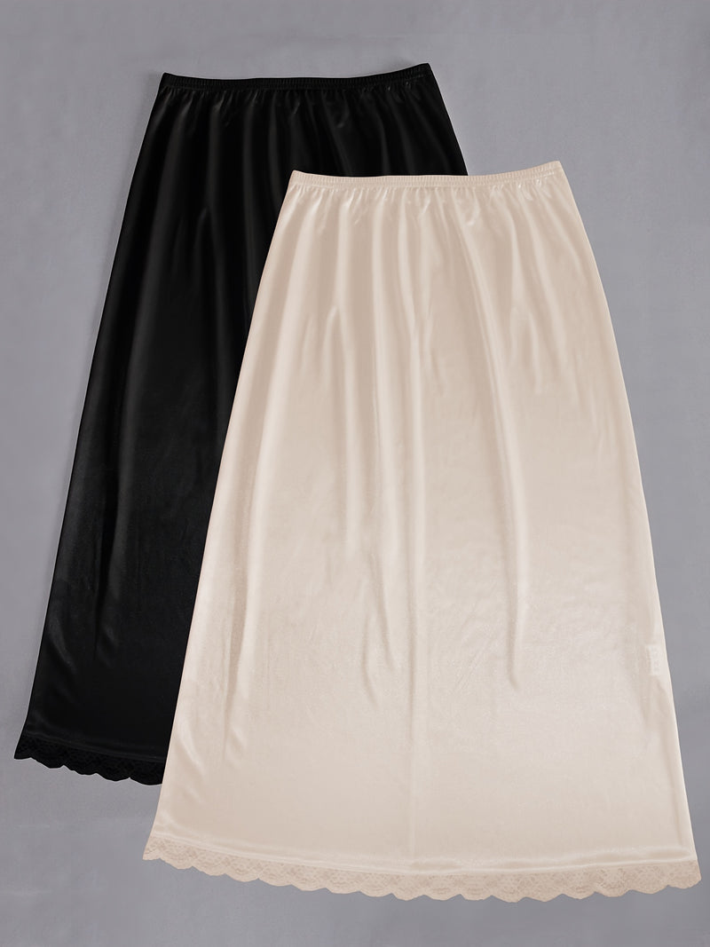 Women's Two-Piece Set Featuring an Exquisite Lace-Trimmed Skirt.