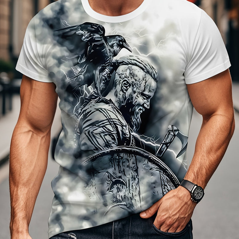 Men's Summer 3D Print T-Shirt Featuring a Casual Round Neck Design.