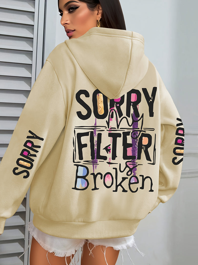 Women’s Sorry Slogan Print Hoodie.