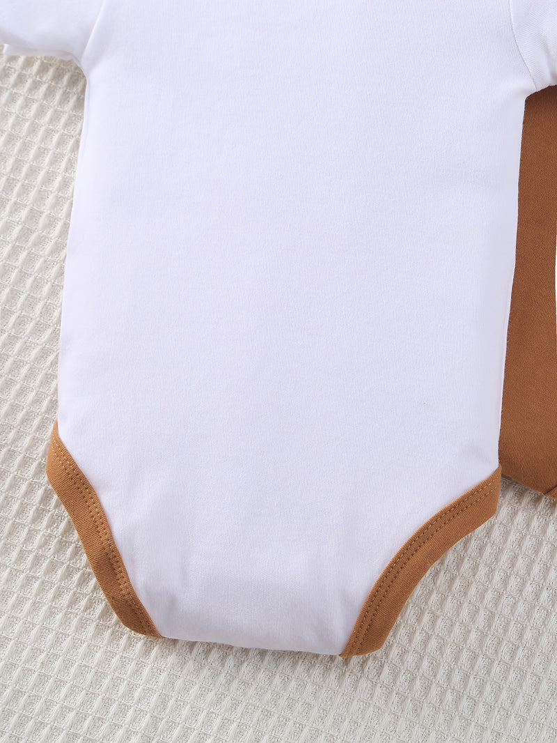 5pcs Boys Romper Set, Featuring a Stylish Cartoon Car Pattern.