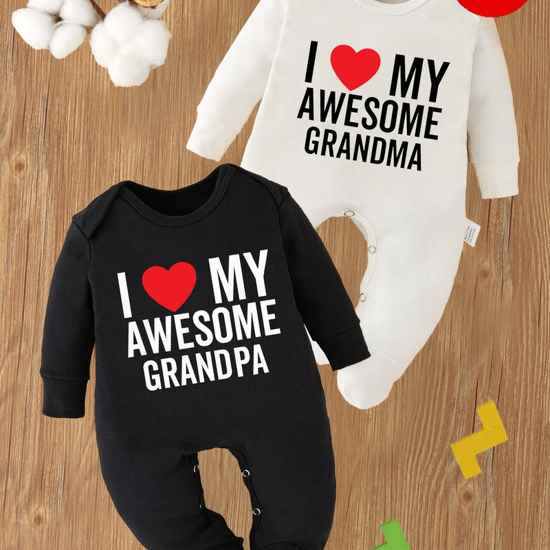 2pcs I Love My Awesome Grandma, I Love My Awesome Grandpa Letter.