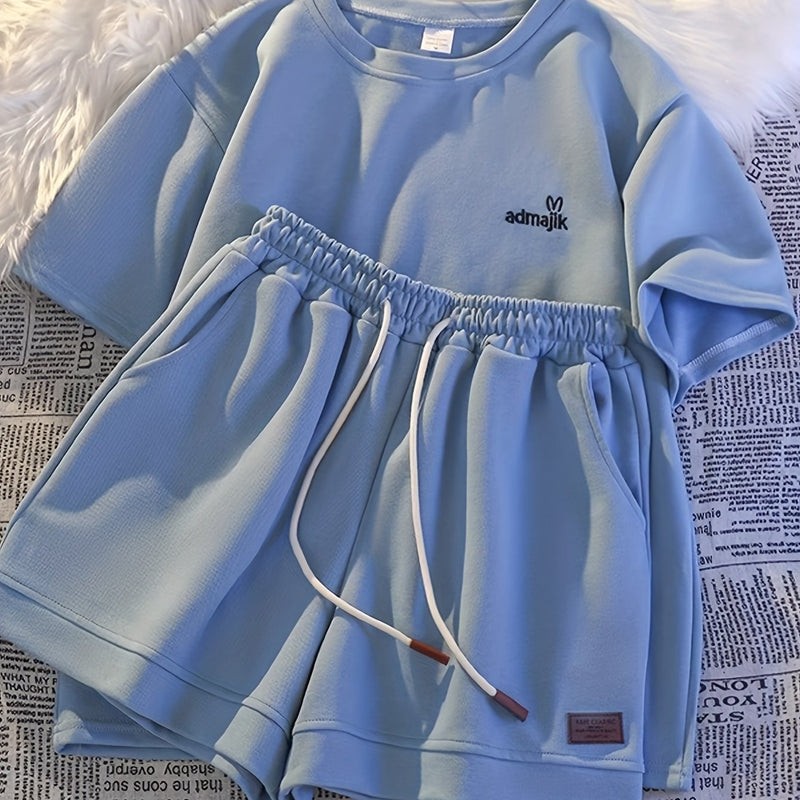 Women’s Summer Casual Short Sleeve Fashion Shorts Set.