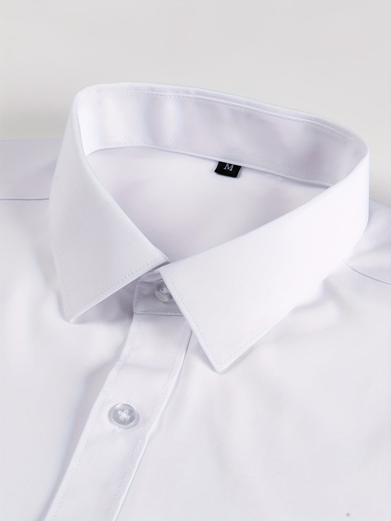 Two-Piece Set of Men's Solid Color Elastic Shirts.