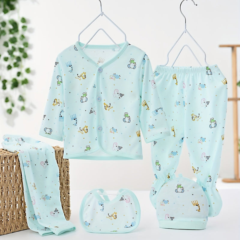 Newborn Baby Five-Piece Outfit Set for Infants.