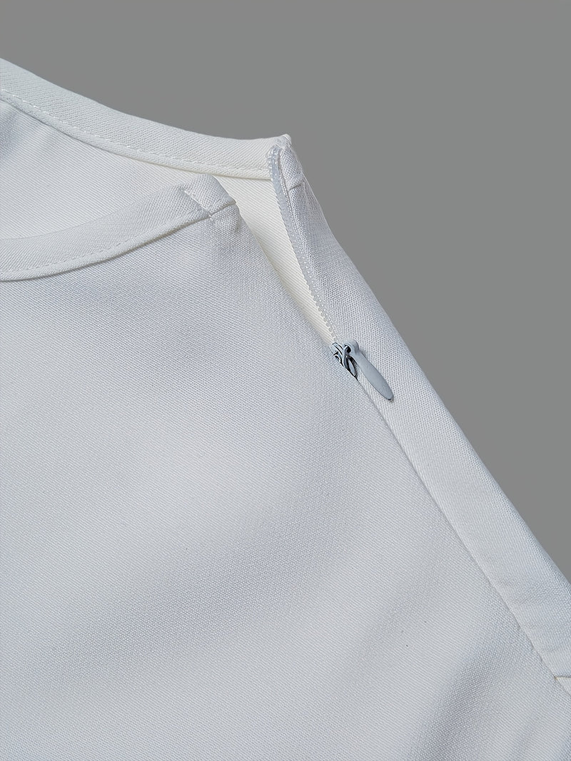 Men's Suits, Short Sleeves, Shoulder Zippers, Spliced Design.