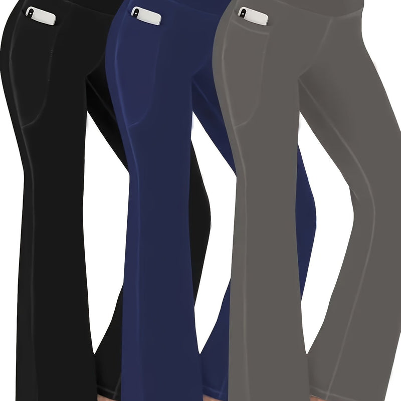 Set of 3 Casual Sports Flared Pants for Women.