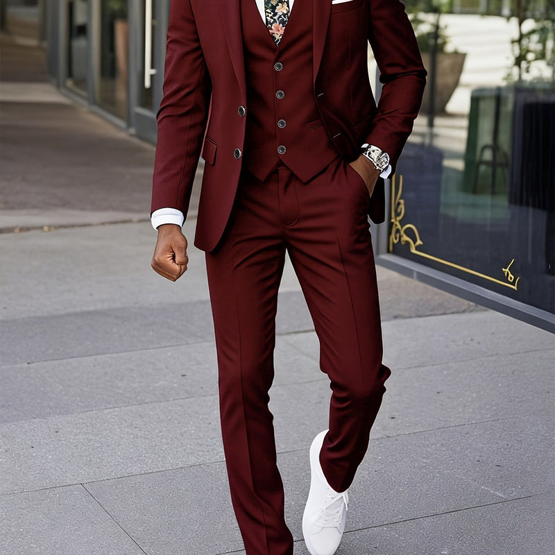 A Men's Three-Piece Suit, Including a Vest, Trousers, And a Jacket.