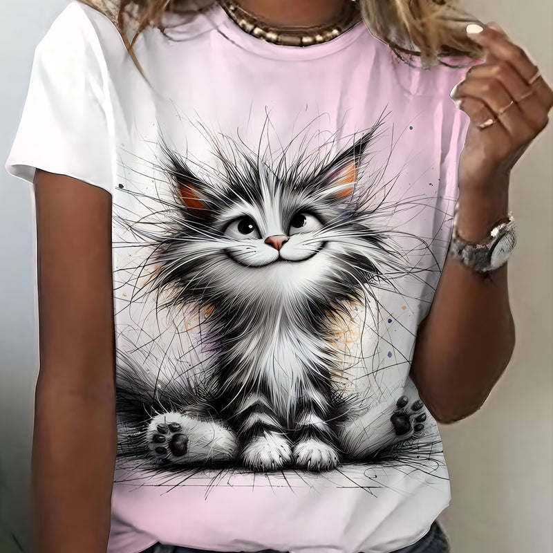 Elegant Women's Short Sleeve Round Neck Crew.