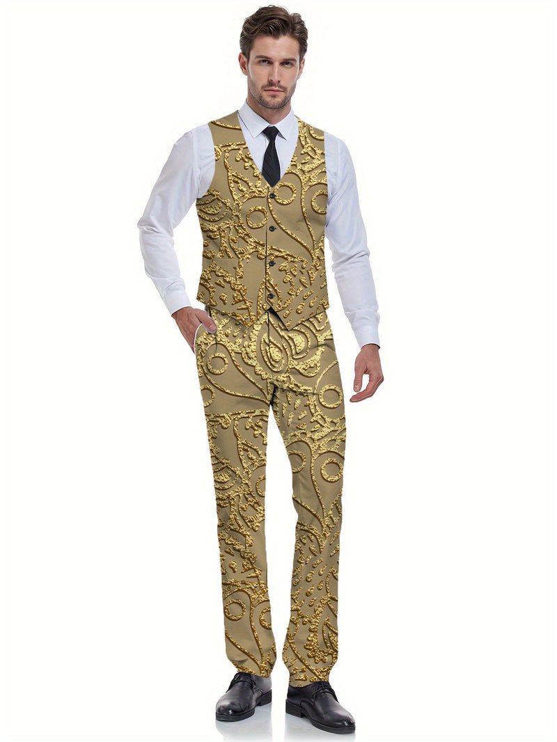 Men's Fashion Two-Piece Set Featuring a Vest And Trousers.