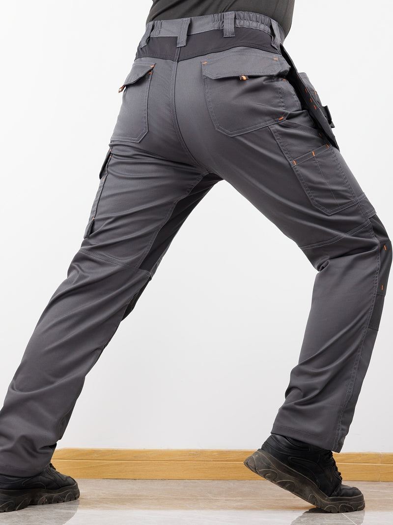 Men's Elastic Cargo Pants with Multiple Pockets, All-Season Style.
