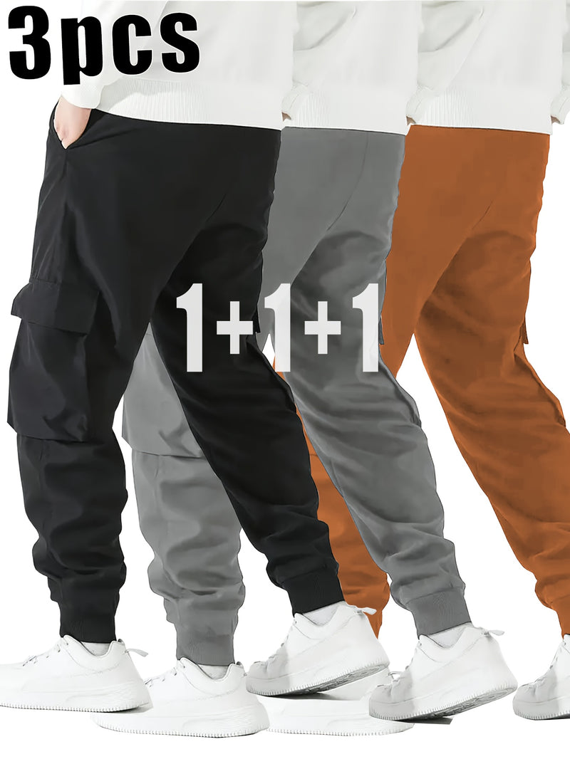 3pcs Men's Heavy-Duty Work Pants.