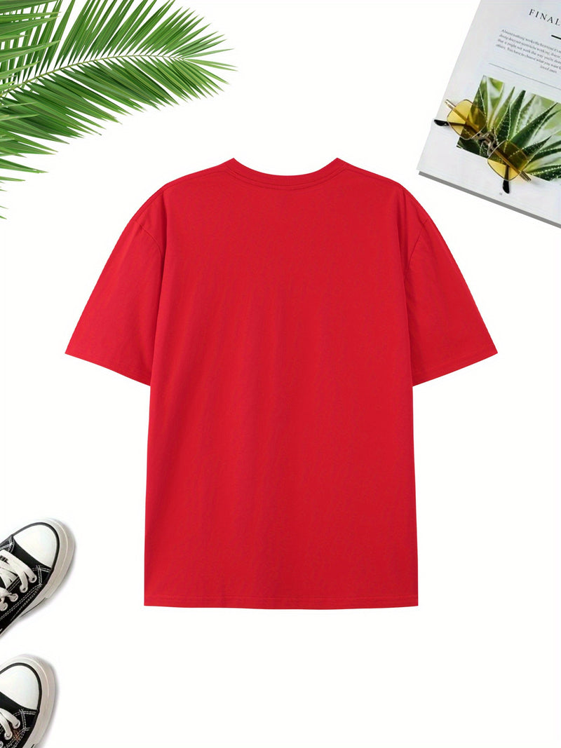 Men's Casual Versatile Trendy Round Neck Heavyweight Cotton T-Shirt.