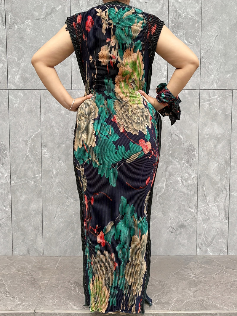 Women’s High-Elastic Bodycon Dress Featuring Traditional Middle Eastern Design.