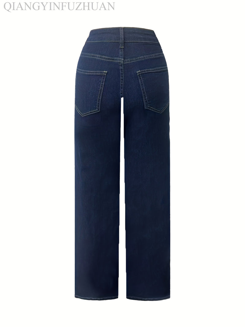Ladies Loose Wide-Leg High-Waisted Elastic Comfortable Straight-Leg Long Pants.