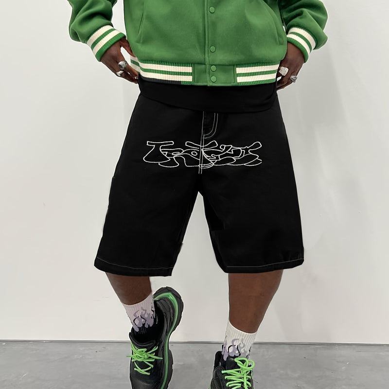 Men's Loose Fit Denim Shorts - Non-Stretch Denim, Mid-Rise Loose Leg Opening.