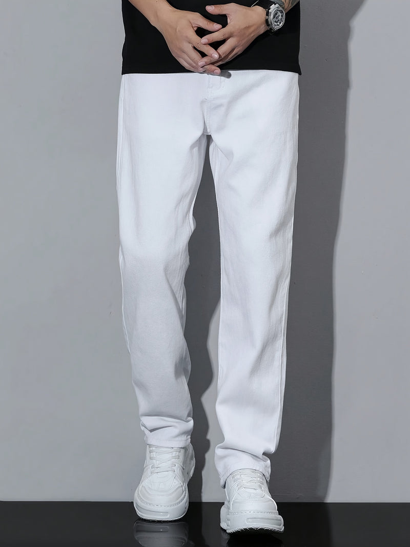 Men’s American High Street White Loose Jeans.