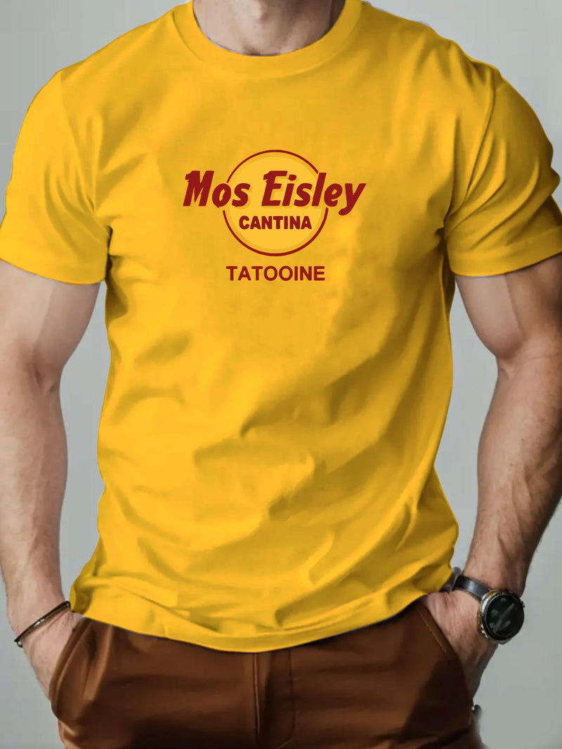 Men's Mos Eisley Cantina Logo Pattern Summer Casual Short-Sleeve T-Shirt.