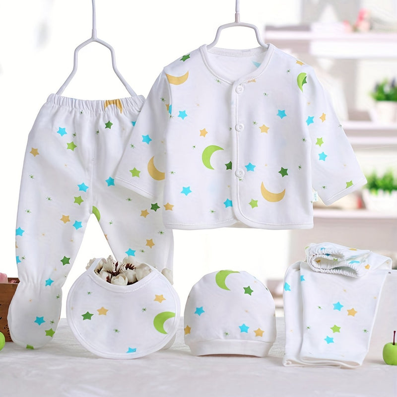 Newborn Baby Five-Piece Outfit Set for Infants.