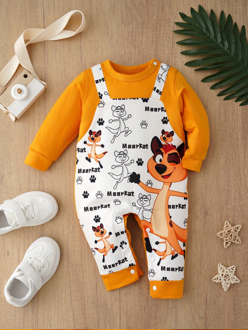 Set of 3 Cartoon Outfits Featuring a Lion, Meerkat, And Wild Boar for Babies.