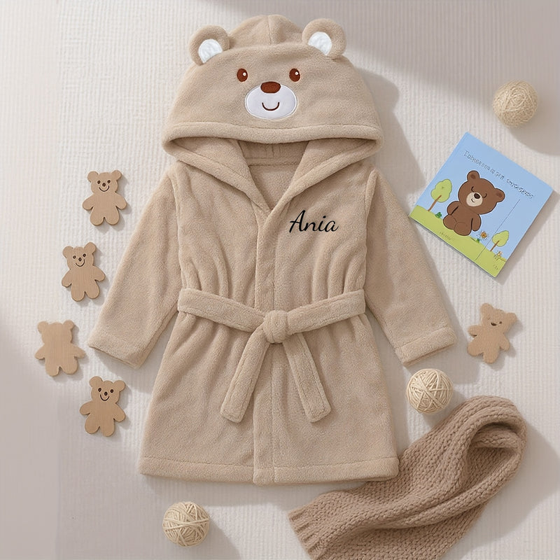 Personalized Baby Bear Hooded Towel - Custom Name/Initials/Date.