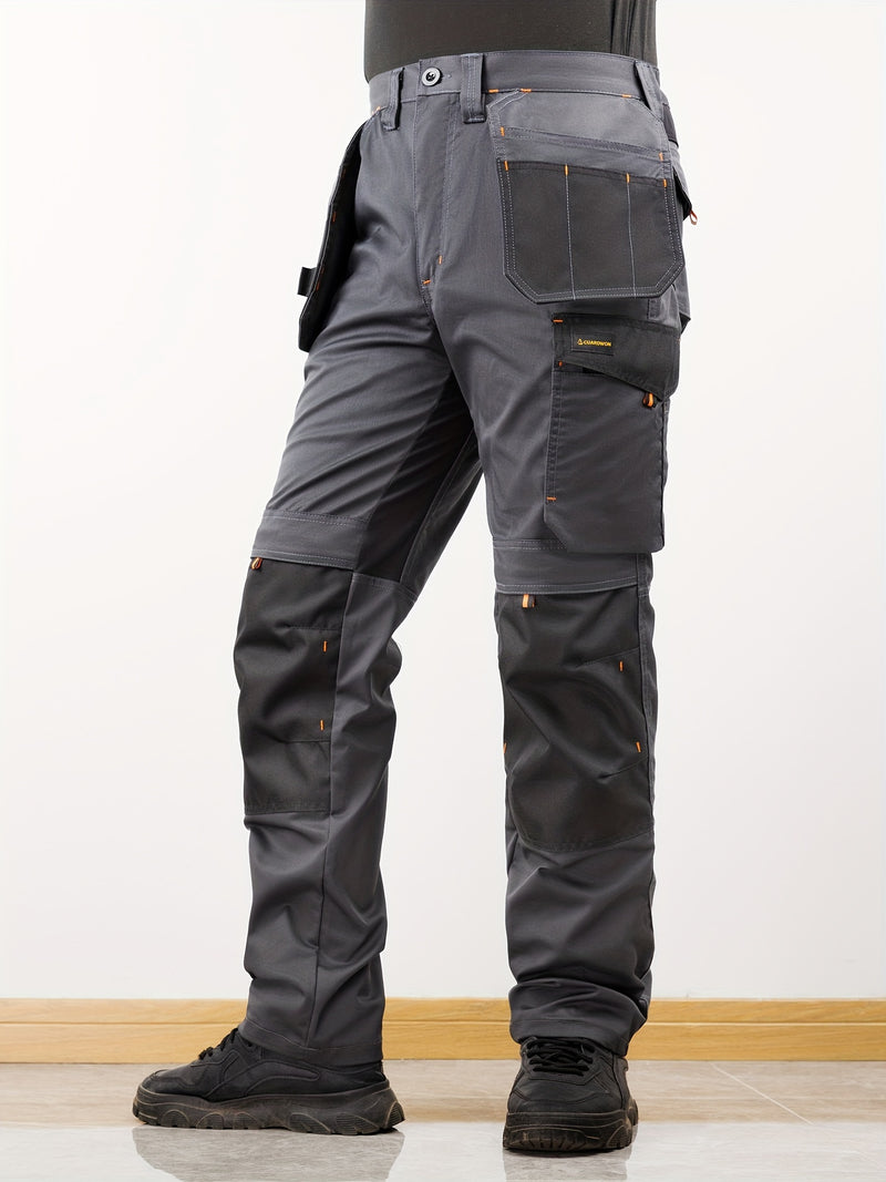 Men's Elastic Cargo Pants with Multiple Pockets, All-Season Style.
