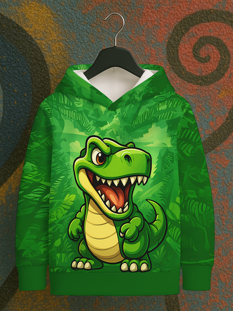 Cute 3D Dinosaur Hoodie for Toddlers  Bright Green Dino.