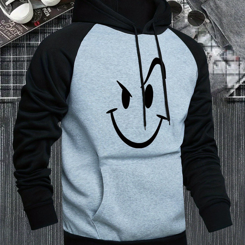 Men's Hooded Sweatshirt with Color Block Design.